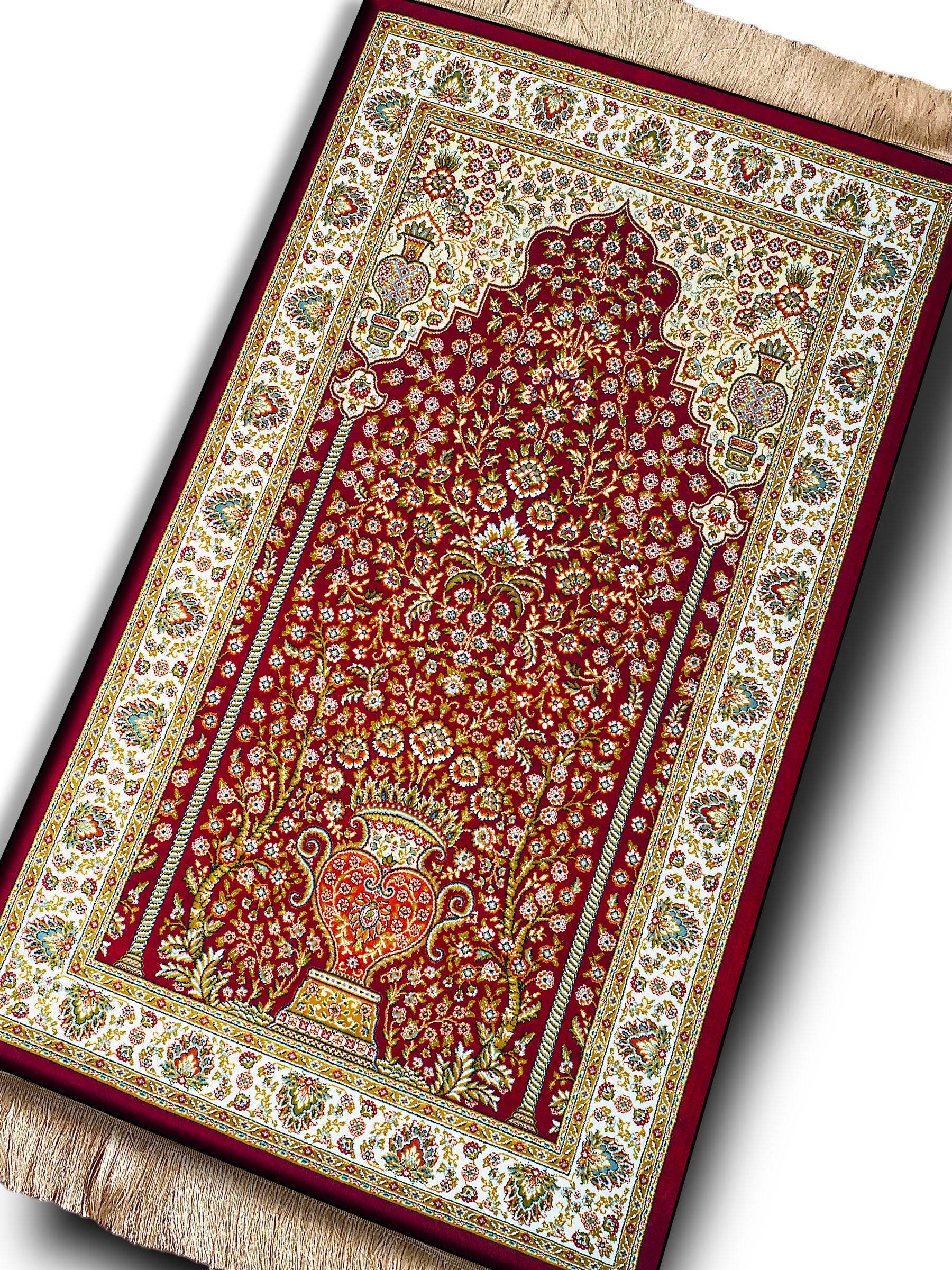 isme Özel Kahverengi Keten Astarlı Lüks Seccade - Carpetella