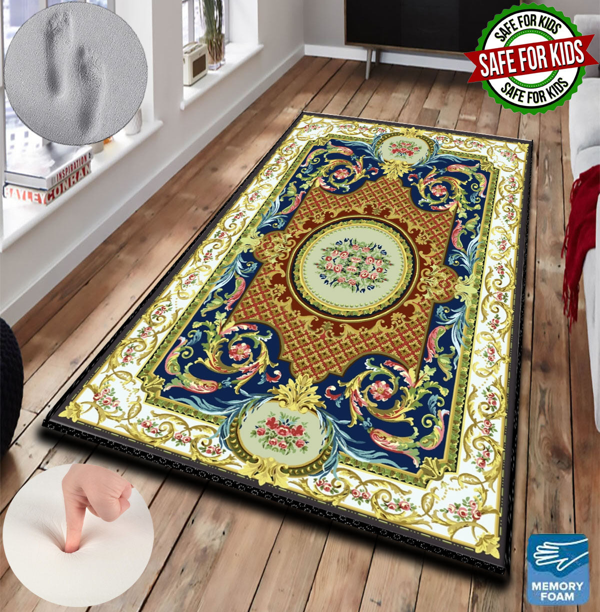 3 CM (1.2 Inch) Foam Thick Padded Prayer Rug Mat With Soft Velvet Anti-Slip Brown Oriental Islamic Janamaz Muslim Sejadah (Kopya)