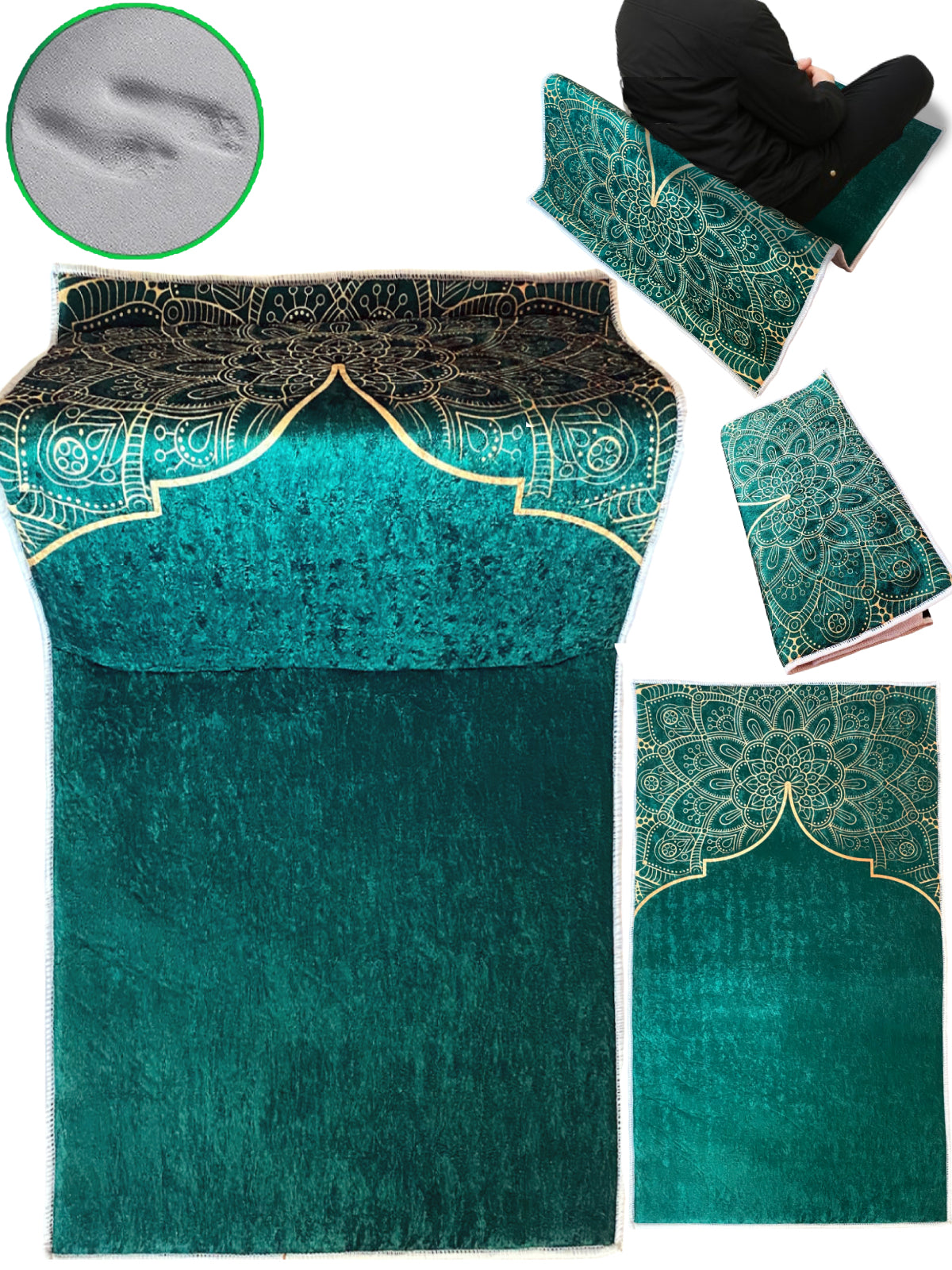 Sırt Destekli Katlanabilir Ortopedik Seyahat Seccade – Süngerli, Diz Ağrıtmaz