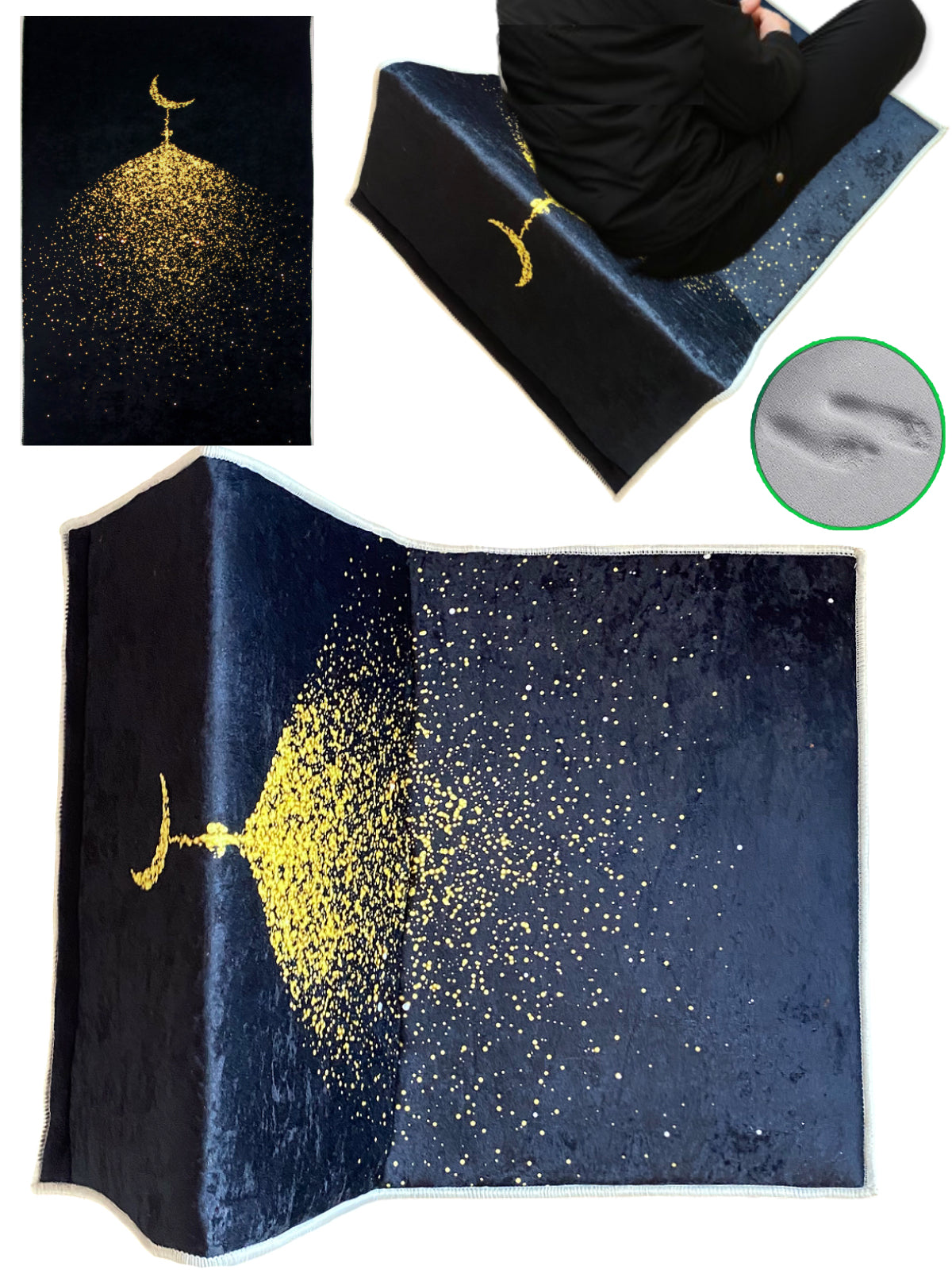 Sırt Destekli Katlanabilir Ortopedik Seyahat Seccade – Süngerli, Diz Ağrıtmaz, Ortopedik