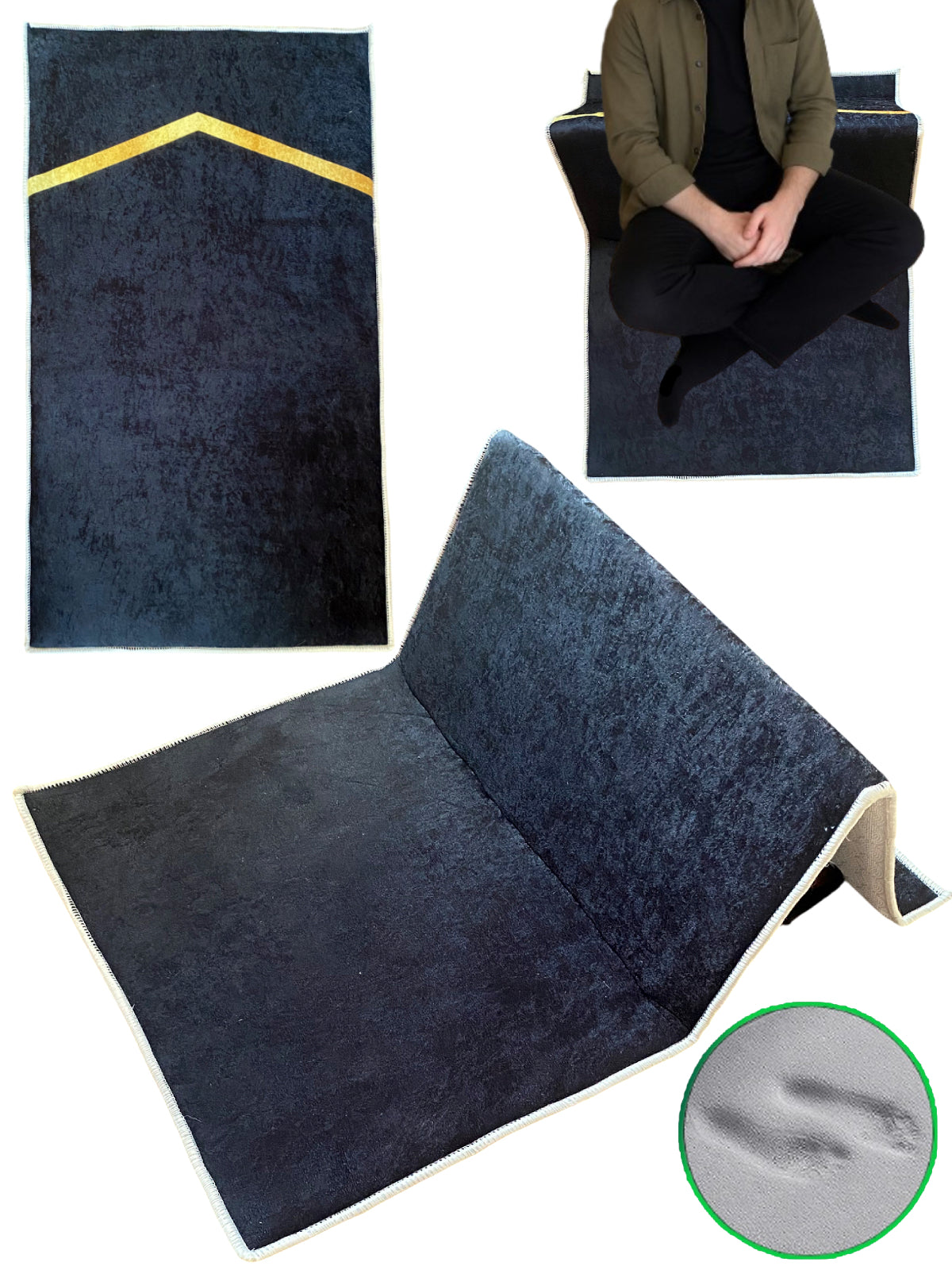 Sırt Destekli Katlanabilir Ortopedik Seyahat Seccade – Süngerli, Diz Ağrıtmaz