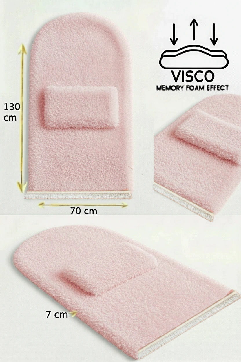 7 CM Ortopedik Ortası Süngerli Diz Ağrıtmaz Pembe Peluş Seccade Namazlık