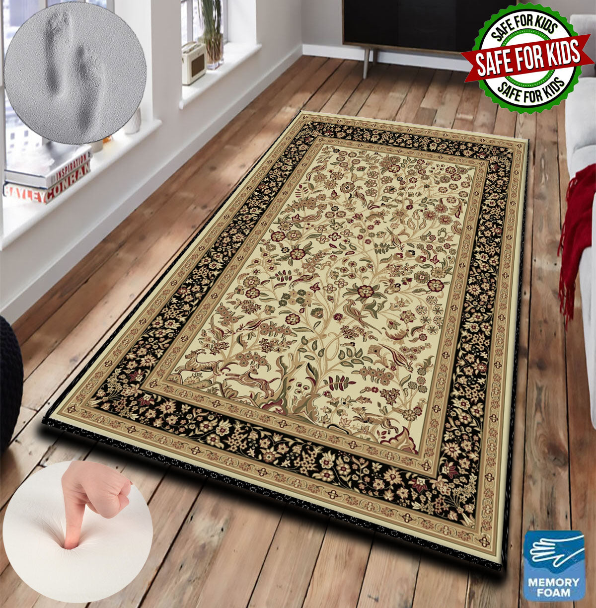 3 CM (1.2 Inch) Foam Thick Padded Prayer Rug Mat With Soft Velvet Anti-Slip Brown Oriental Islamic Janamaz Muslim Sejadah (Kopya)