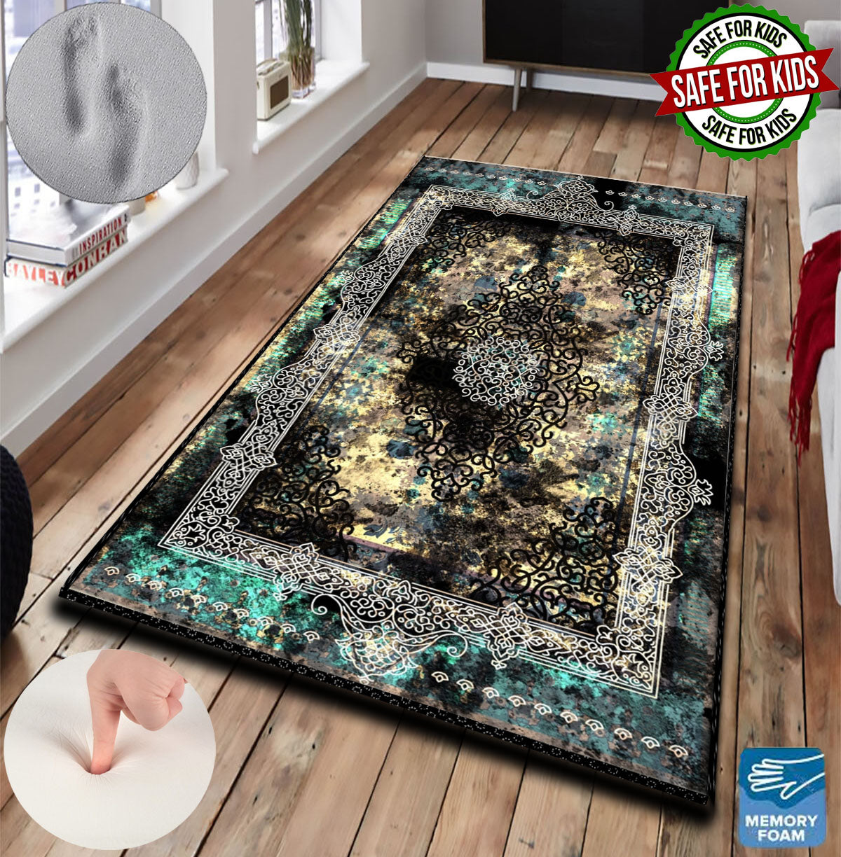 3 CM (1.2 Inch) Foam Thick Padded Prayer Rug Mat With Soft Velvet Anti-Slip Brown Oriental Islamic Janamaz Muslim Sejadah (Kopya)