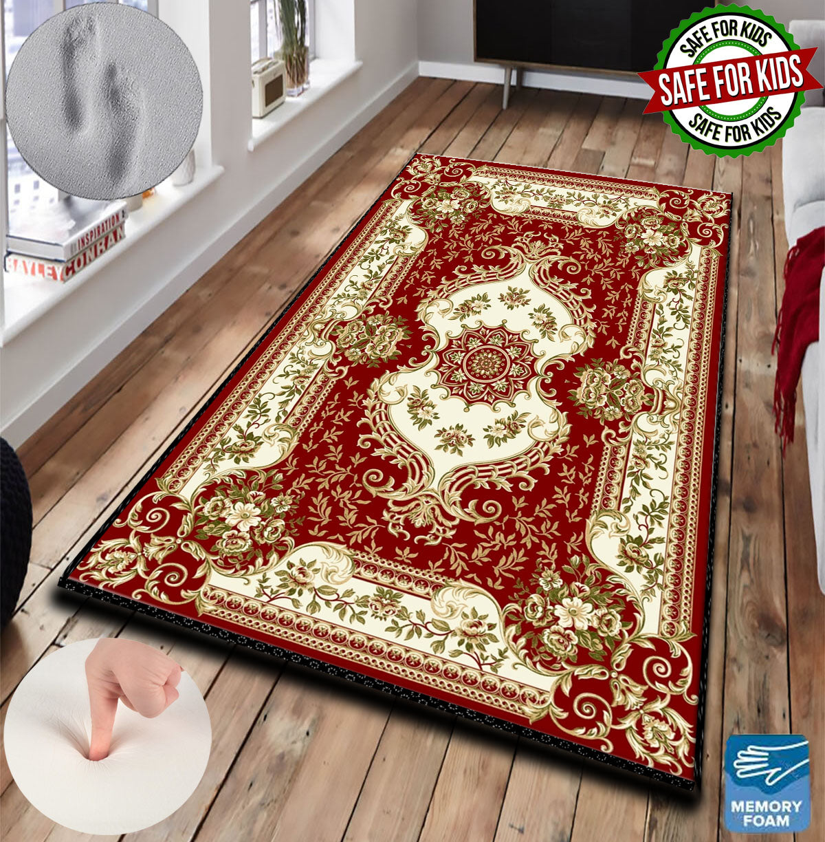 3 CM (1.2 Inch) Foam Thick Padded Prayer Rug Mat With Soft Velvet Anti-Slip Brown Oriental Islamic Janamaz Muslim Sejadah (Kopya)