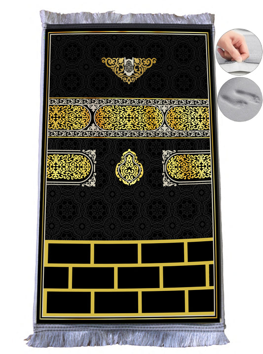 3 CM (1.2 Inch) Foam Thick Padded Prayer Rug Mat With Soft Velvet Anti-Slip Janamaz Muslim Sejadah