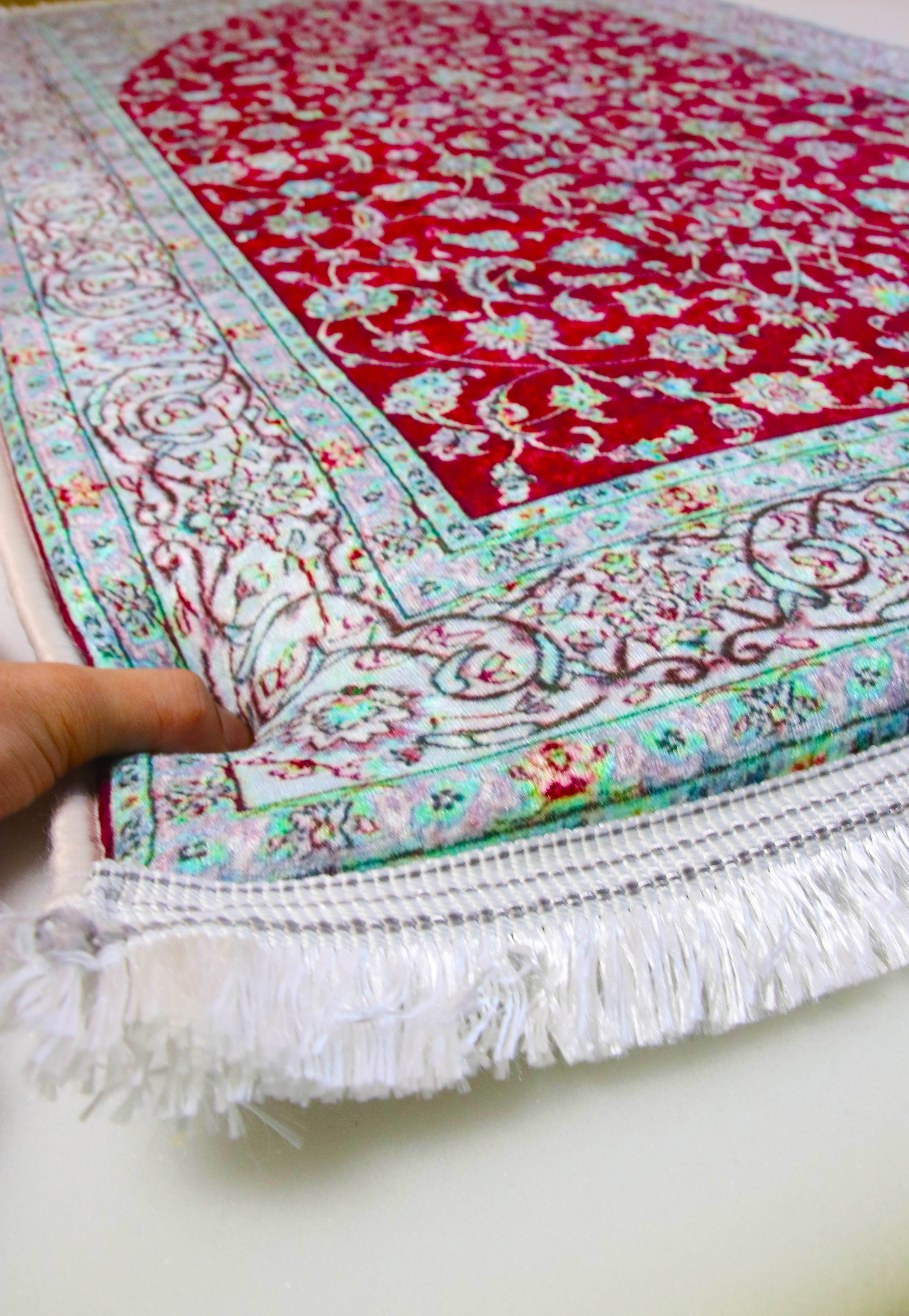 Bordo Kadife Ortopedik Seccade - İsme Özel 3 CM Süngerli - Carpetella