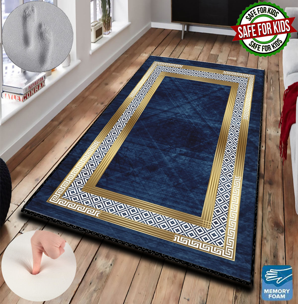 3 CM (1.2 Inch) Foam Thick Padded Prayer Rug Mat With Soft Velvet Anti-Slip Brown Oriental Islamic Janamaz Muslim Sejadah (Kopya)