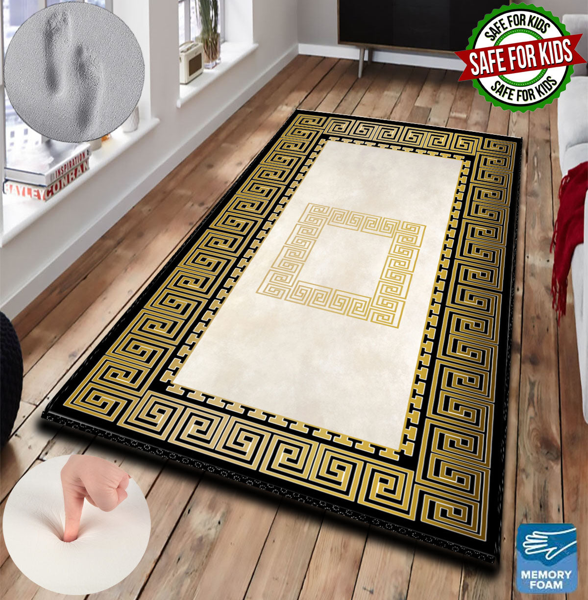 3 CM (1.2 Inch) Foam Thick Padded Prayer Rug Mat With Soft Velvet Anti-Slip Brown Oriental Islamic Janamaz Muslim Sejadah (Kopya)