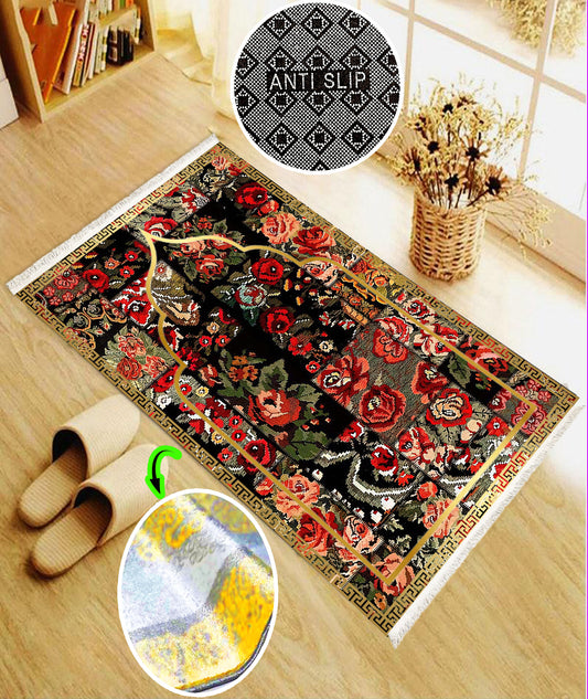 Anti-Slip Turkish Prayer Rug Mat Praying Carpet Islamic Muslim Red Oriental Janamaz Sejadah Washable