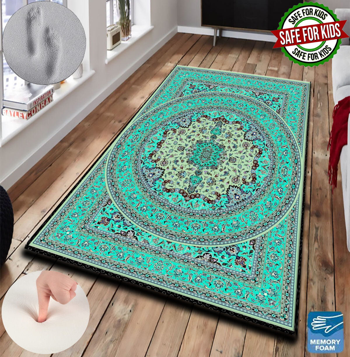 3 CM (1.2 Inch) Foam Thick Padded Prayer Rug Mat With Soft Velvet Anti-Slip Brown Oriental Islamic Janamaz Muslim Sejadah (Kopya)