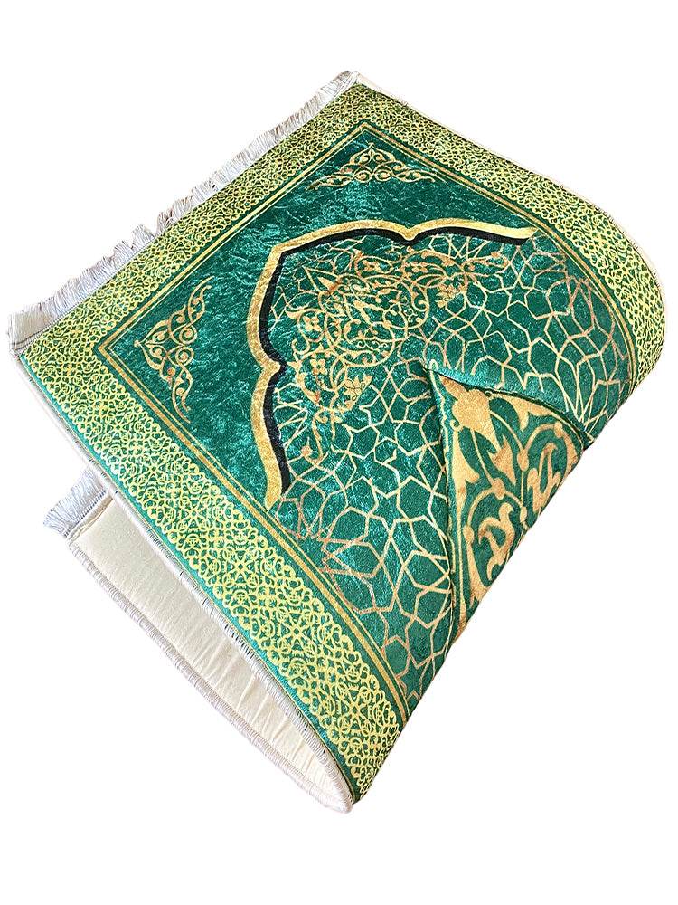 3 CM Süngerli Ortopedik Seccade - Yeşil Gold Ortopedik Kadife - Carpetella