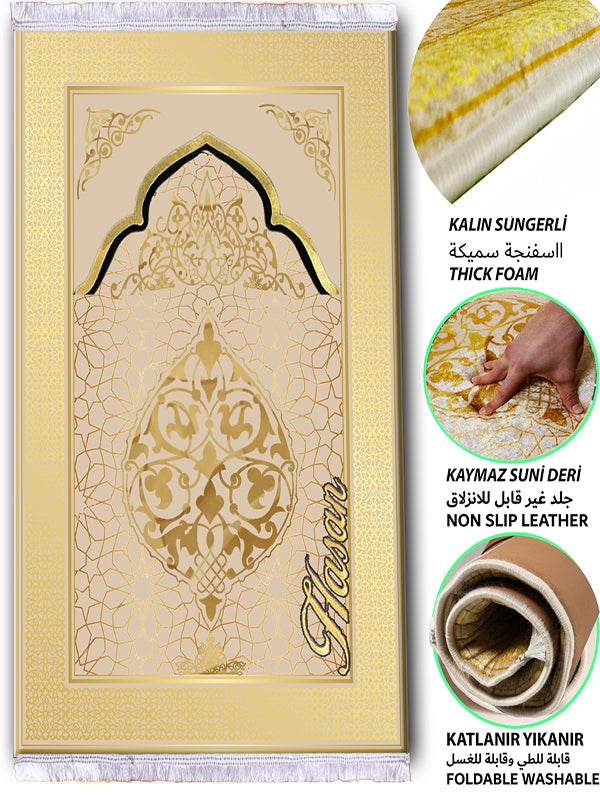 Gold İsme Özel 3 CM Süngerli Ortopedik Seccade - Carpetella