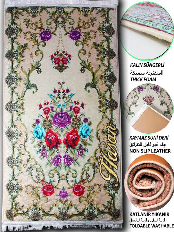 Çiçek İsme Özel 3 CM Süngerli Ortopedik Seccade - Carpetella