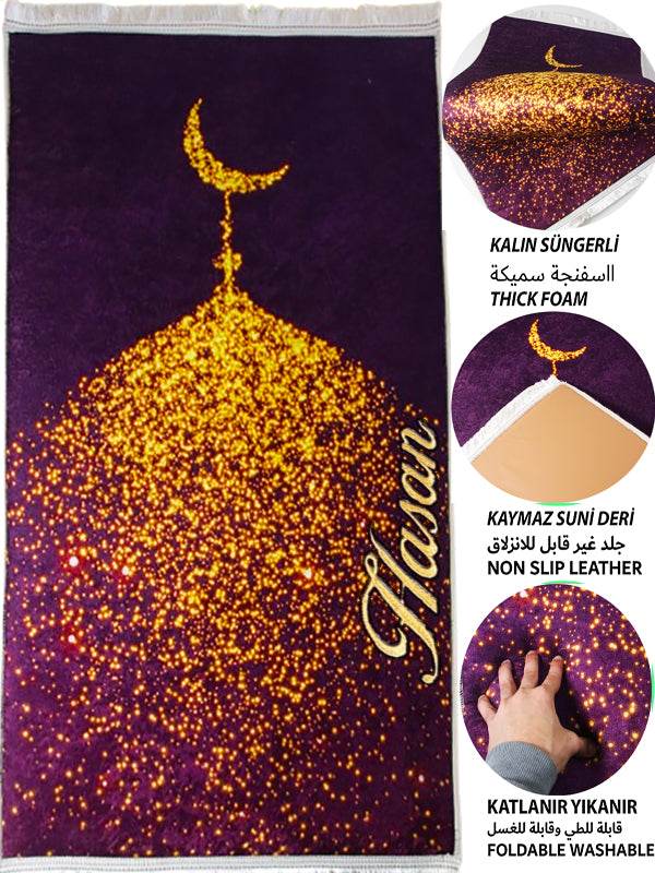 Hilal Mürdüm İsme Özel 3 CM Süngerli Ortopedik Seccade - Carpetella