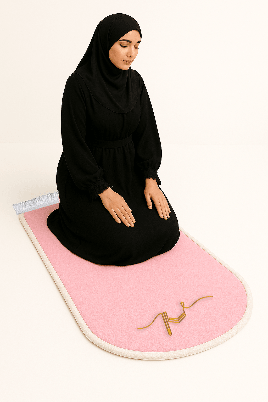 İsme Özel 3 CM Süngerli Kadife Ortopedik Seccade Minimal Pembe - Carpetella