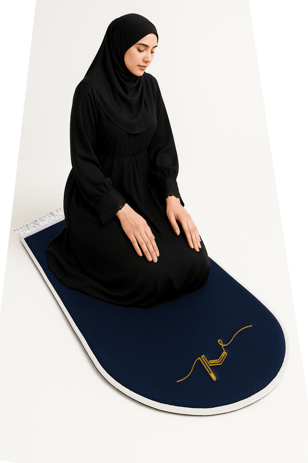 İsme Özel 3 CM Süngerli Kadife Ortopedik Seccade Minimal Lacivert - Carpetella