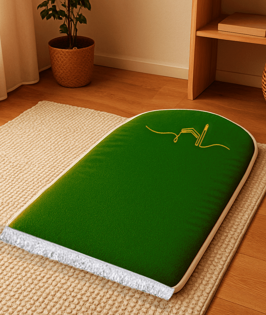 Yeşil Kabe İşlemeli Kadife Seccade | Ortopedik 3cm Süngerli - Carpetella