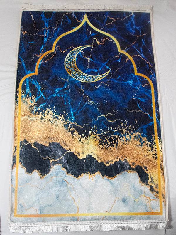 Lacivert Gold Kadife Ortopedik Seccade - İsme Özel 3 CM Süngerli - Carpetella