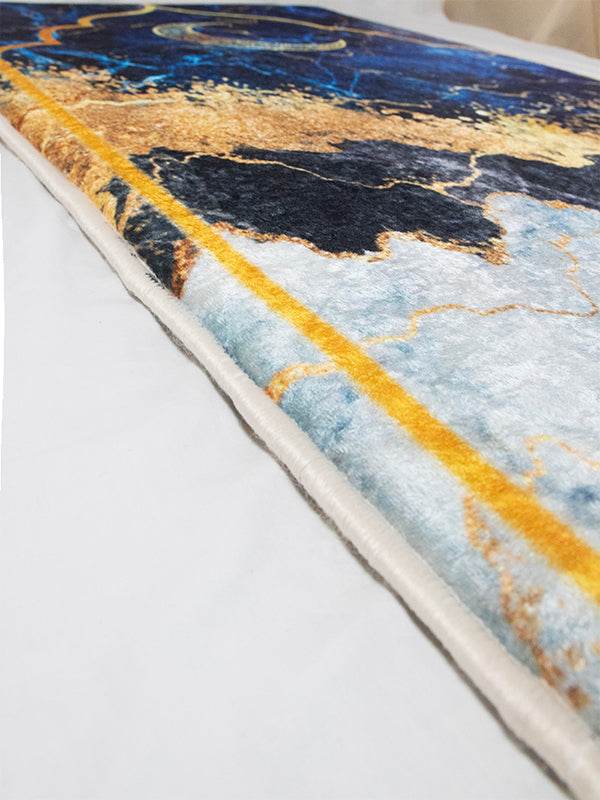 Lacivert Gold Kadife Ortopedik Seccade - İsme Özel 3 CM Süngerli - Carpetella