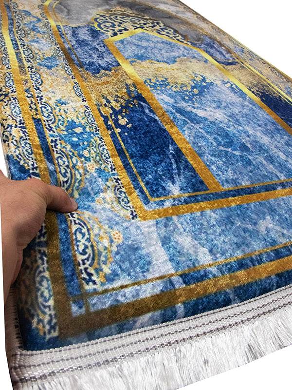 Mavi Gold İsme Özel 3 CM Süngerli Ortopedik Seccade - Carpetella