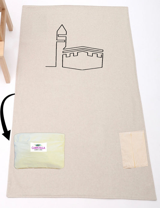 Portable Travel Pocket Prayer Rug Bag Transforming Light Slim Linen Minimalist Praying Sejadah Janamaz