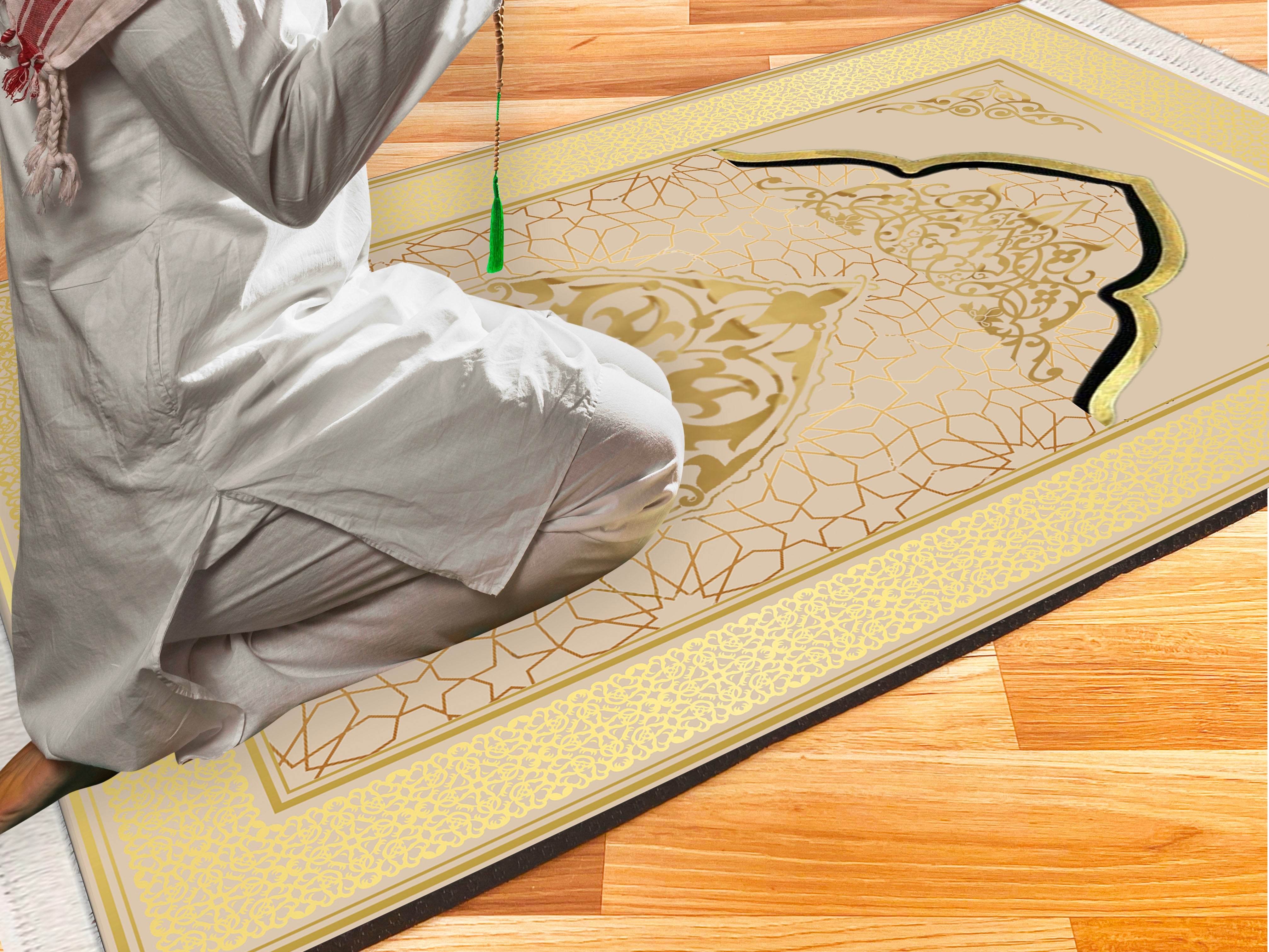 Gold Sarı İsme Özel Keten Astarlı Lüks Seccade - Carpetella