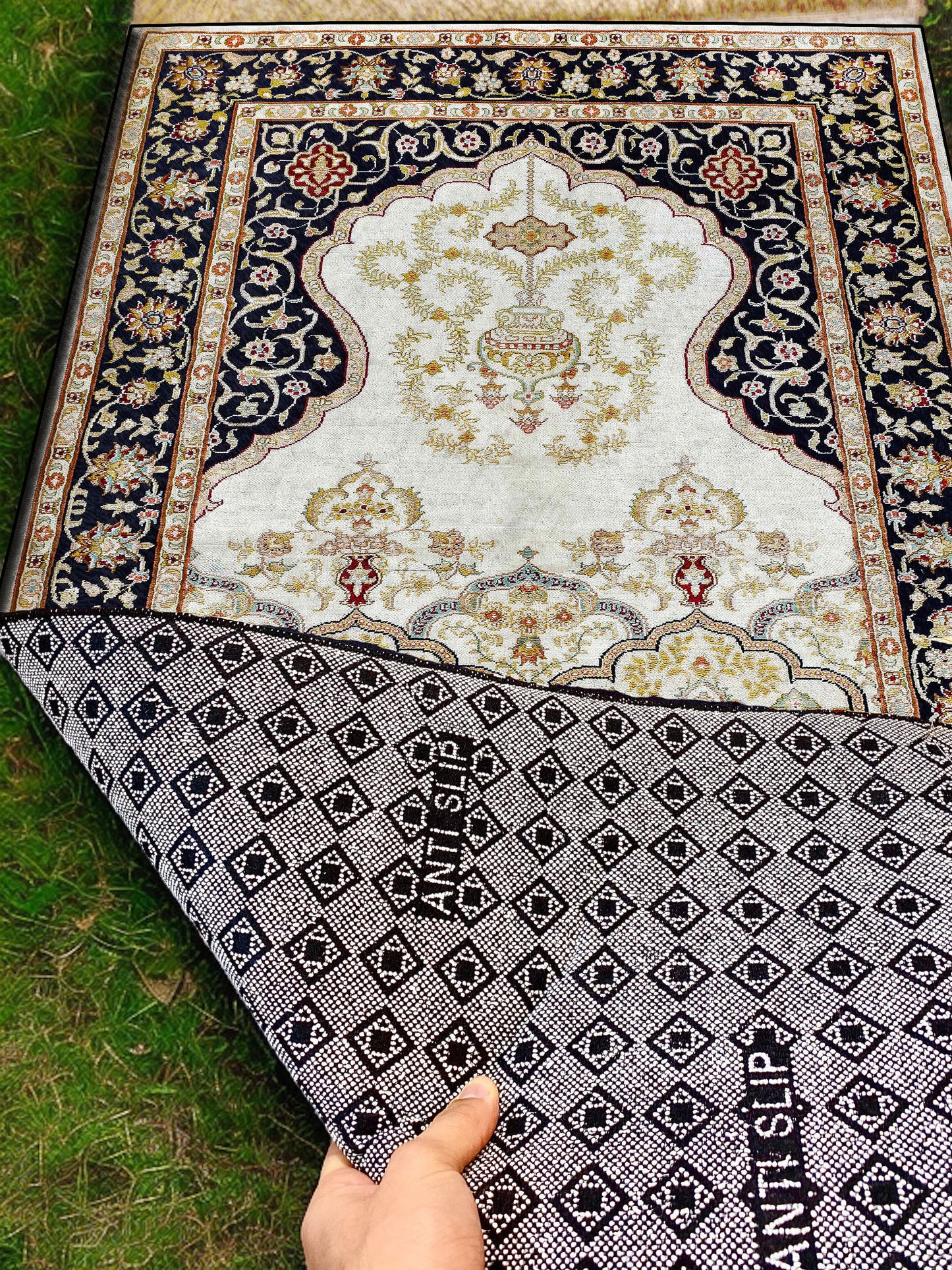 2 CM (0.8 Inch) Foam Thick Padded Prayer Rug Mat With Soft Velvet Anti-Slip Burgundy Janamaz Muslim Sejadah