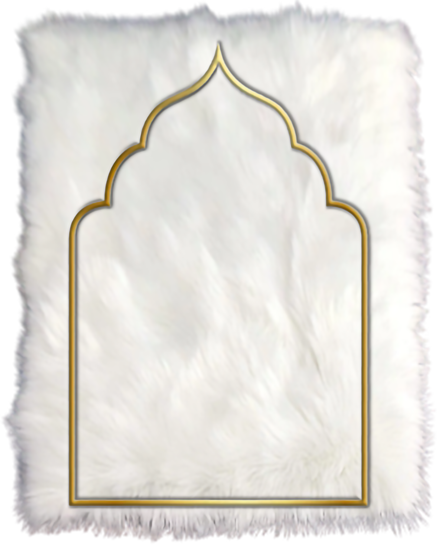 3.5 CM (1.4 INCH) Foam Padded Plush Fur Shaggy Gold White Embroidered Prayer Rug Mat Praying Carpet Islamic Luxury Sejadah Janamaz