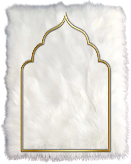 3.5 CM (1.4 INCH) Foam Padded Plush Fur Shaggy Gold White Embroidered Prayer Rug Mat Praying Carpet Islamic Luxury Sejadah Janamaz