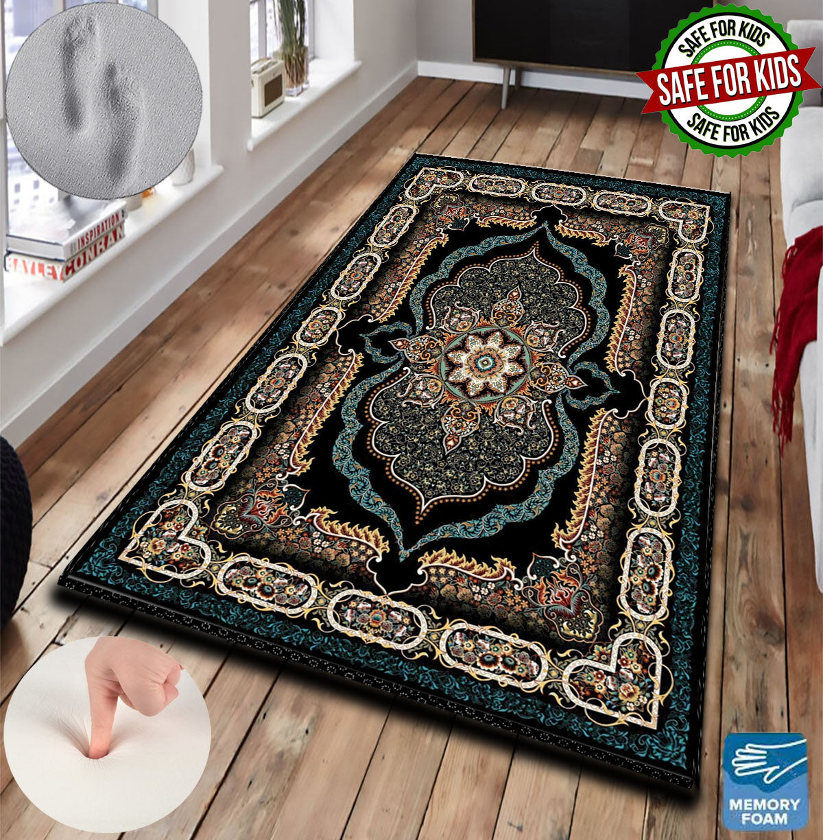 3 CM (1.2 Inch) Foam Thick Padded Prayer Rug Mat With Soft Velvet Anti-Slip Brown Oriental Islamic Janamaz Muslim Sejadah (Kopya)