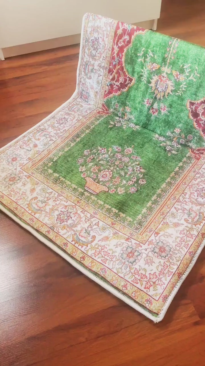 Videoyu yükle: Sırt Destekli Katlanabilir Ortopedik Seyahat Seccade – Süngerli, Diz Ağrıtmaz