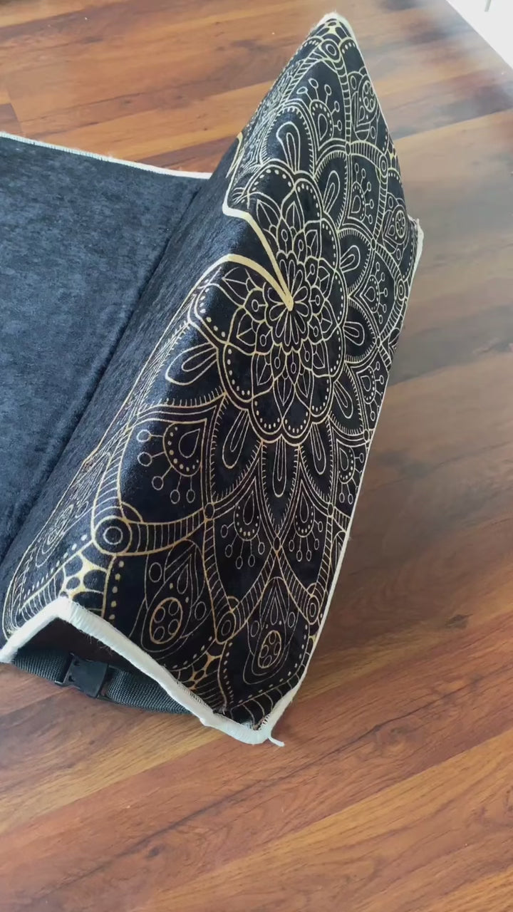 Videoyu yükle: Sırt Destekli Katlanabilir Ortopedik Seyahat Seccade – Süngerli, Diz Ağrıtmaz, Ortopedik