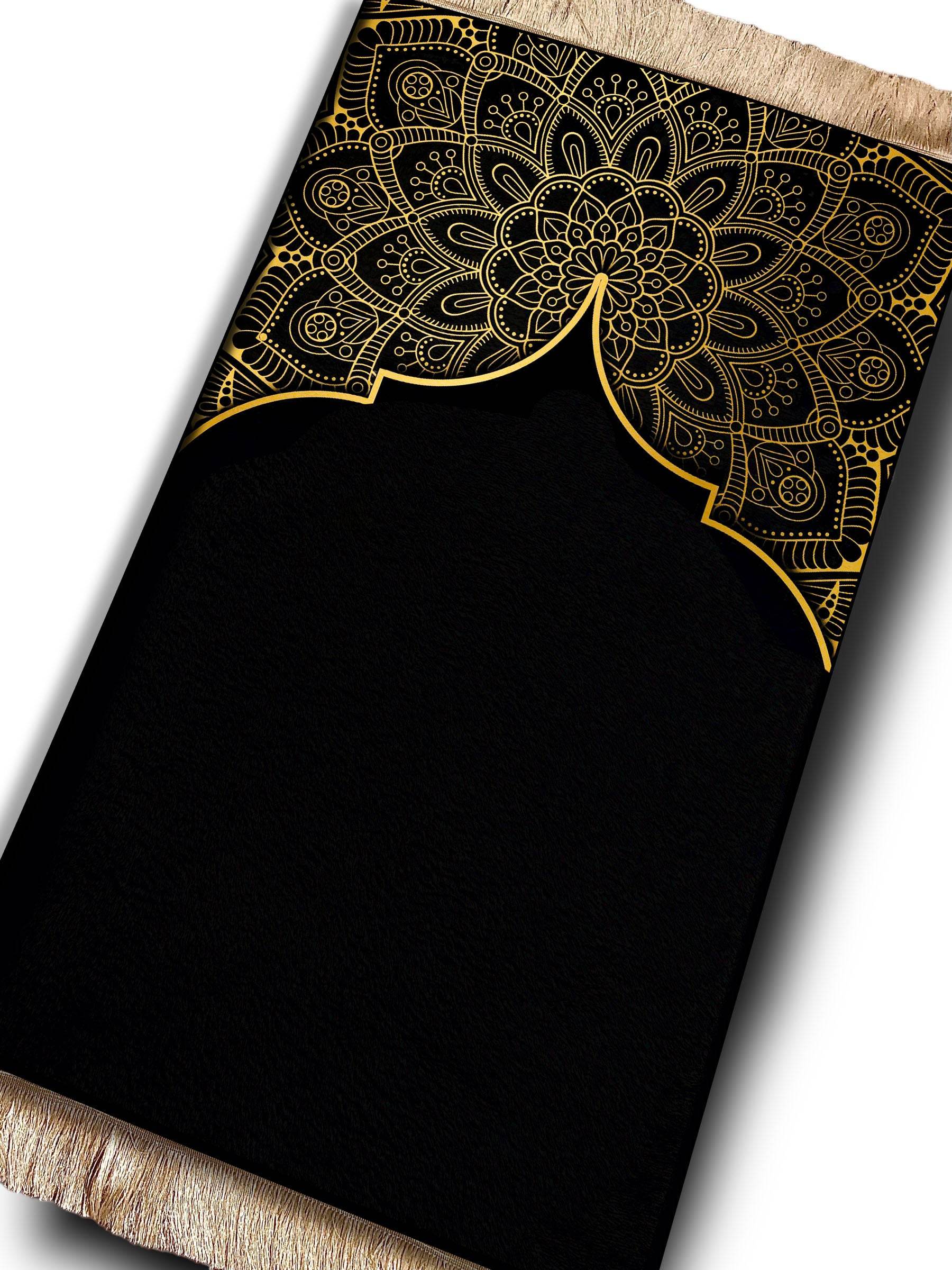 Siyah Gold Kabe Keten Kadife Seccade - 70x120cm - Carpetella