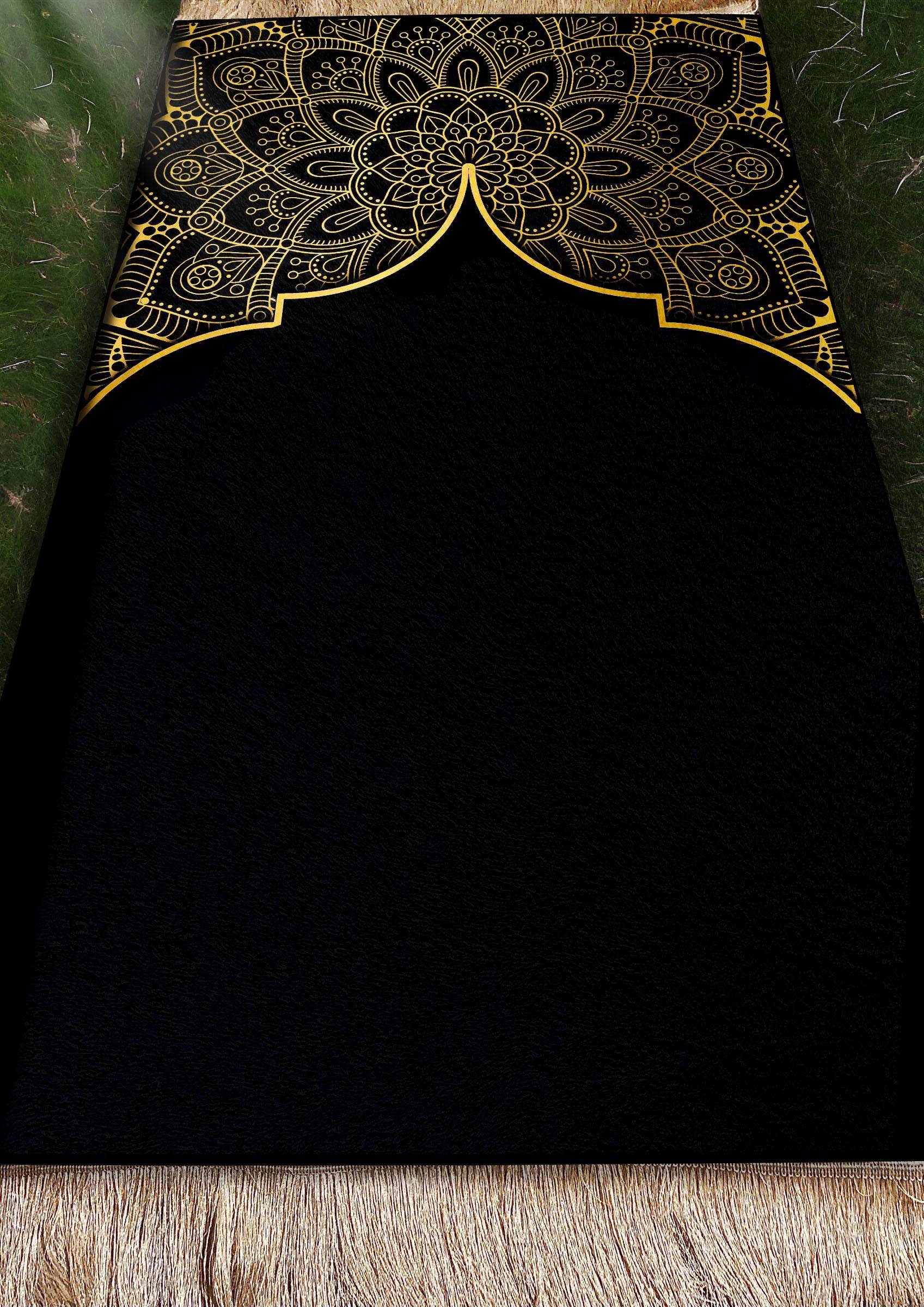 Siyah Gold Kabe Keten Kadife Seccade - 70x120cm - Carpetella