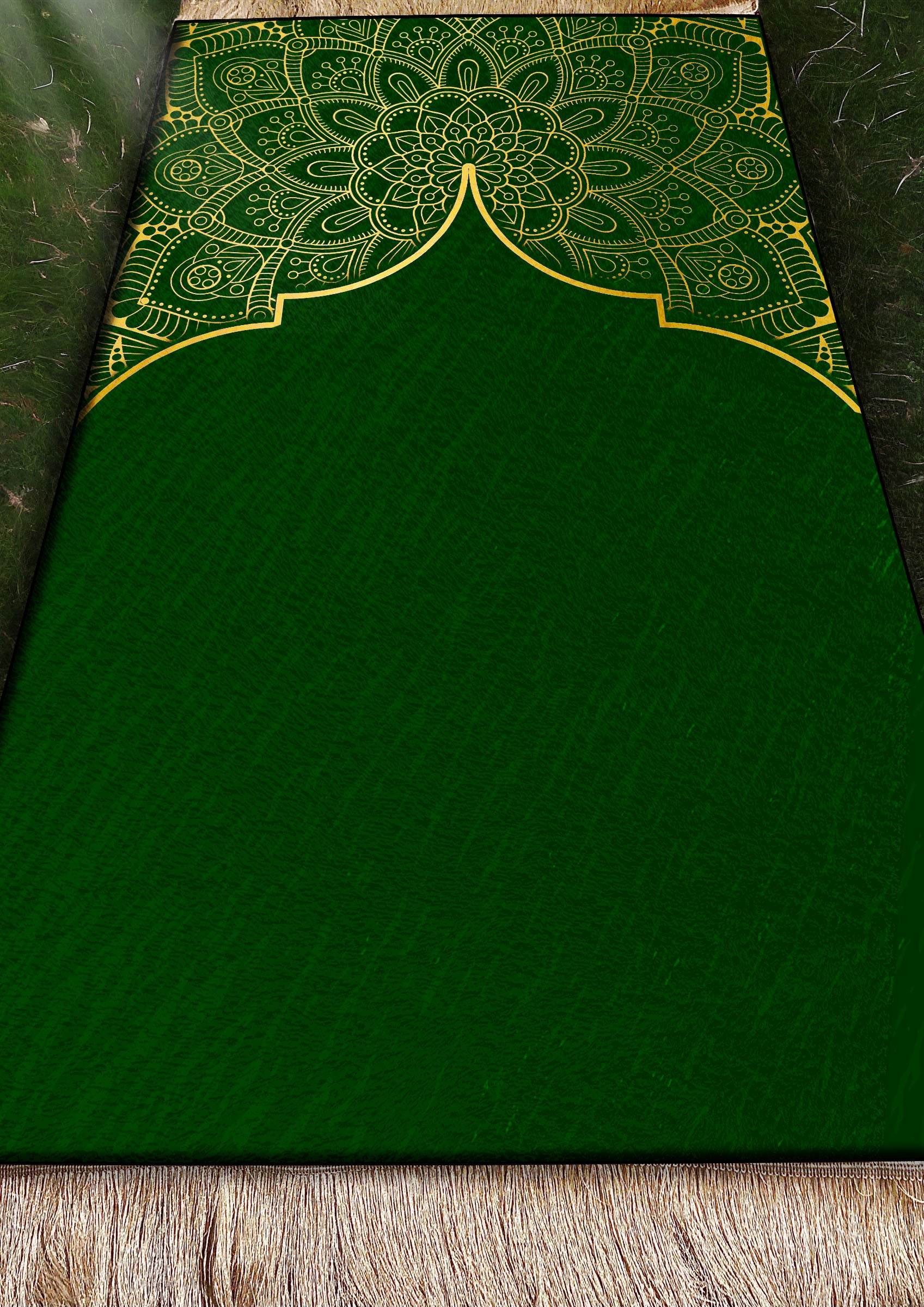 Yeşil gold Keten Kadife Seccade - 70x120cm - Carpetella