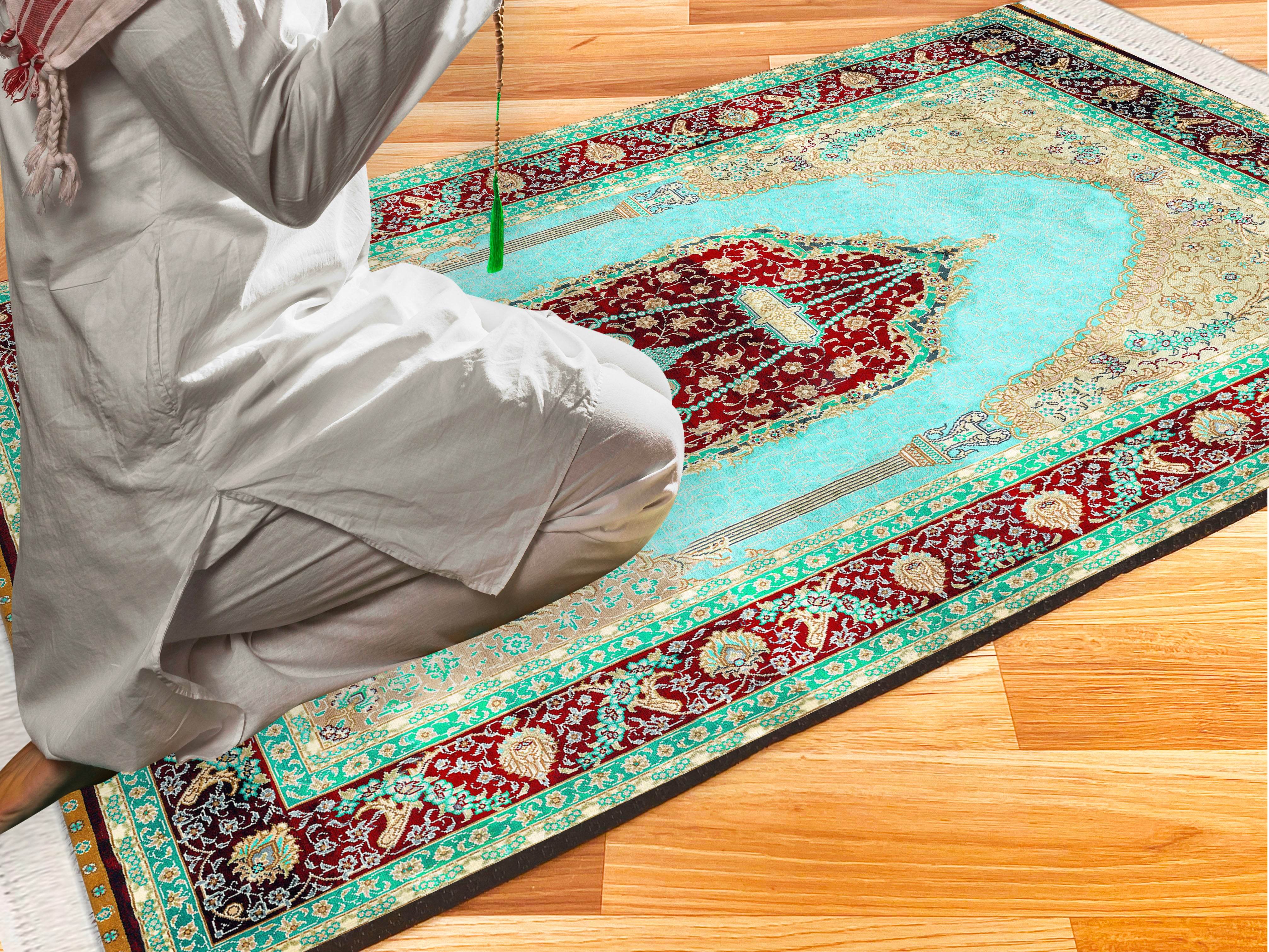 Yeşil Keten Kadife Seccade - 70x120cm - Carpetella