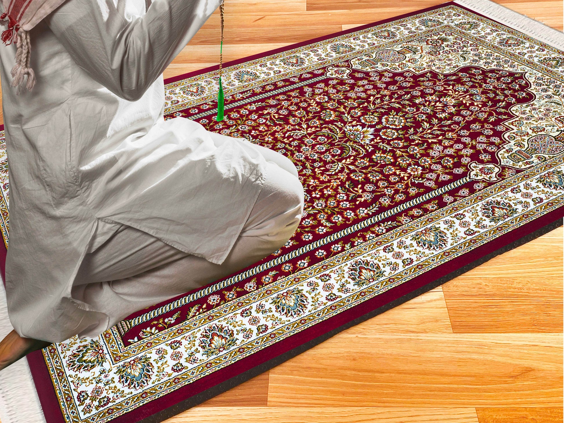 Tebriz Desen Keten Astarlı Kadife Seccade - 70x120cm - Carpetella