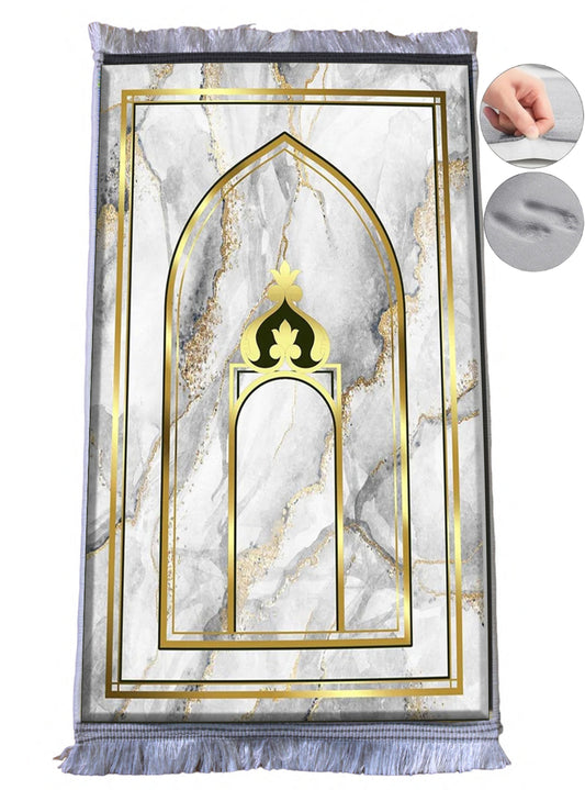 3 CM (1.2 Inch) Foam Thick Padded Prayer Rug Mat With Soft Velvet Anti-Slip Janamaz Muslim Sejadah