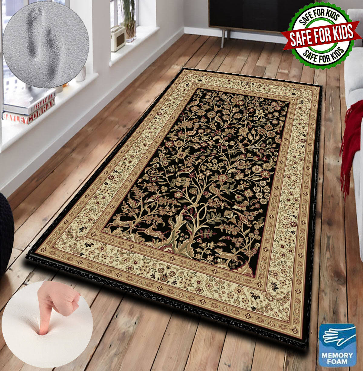 3 CM (1.2 Inch) Foam Thick Padded Prayer Rug Mat With Soft Velvet Anti-Slip Brown Oriental Islamic Janamaz Muslim Sejadah (Kopya)