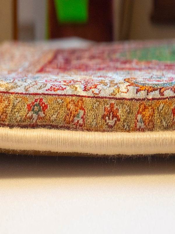 Yeşil Bej Kadife Ortopedik Seccade - İsme Özel 3 CM Süngerli - Carpetella